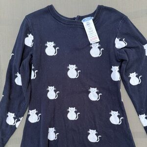 Jacadi Navy and White Cat Print Dress